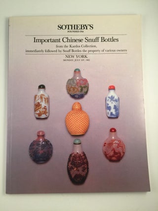 Item #19557 Important Chinese Snuff Bottles from the Kardos Collection immediately followed by...
