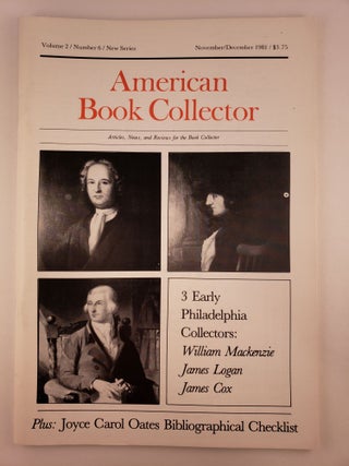 Item #23452 Joyce Carol Oates Section A: a Bibliographical Checklist in American Book Collector,...