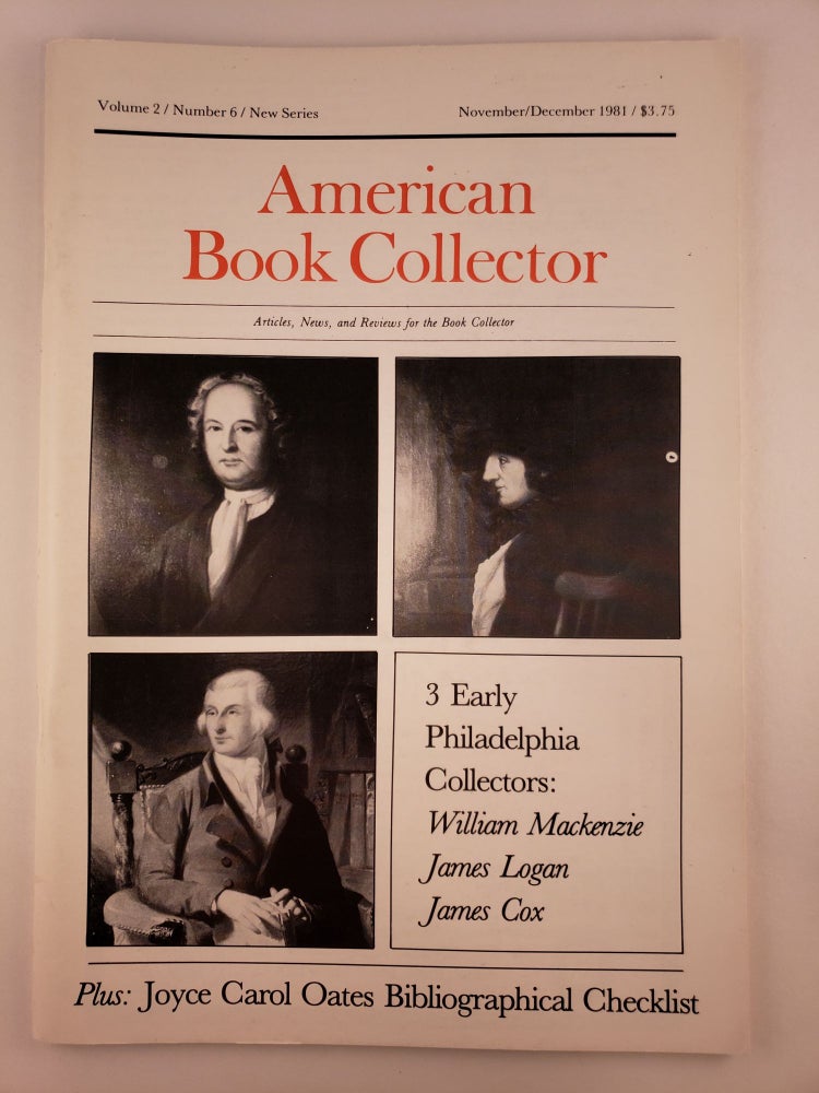 Item #23452 Joyce Carol Oates Section A: a Bibliographical Checklist in American Book Collector, Volume 2, Number 6, New Series, November/December 1981. N/A.