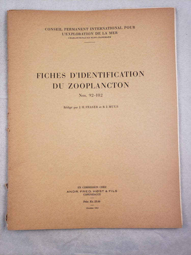 Item #25473 Fiches D'identification Du Zooplancton Nos. 92 - 102. J. H. et B. J. Muus Fraser, redige par.
