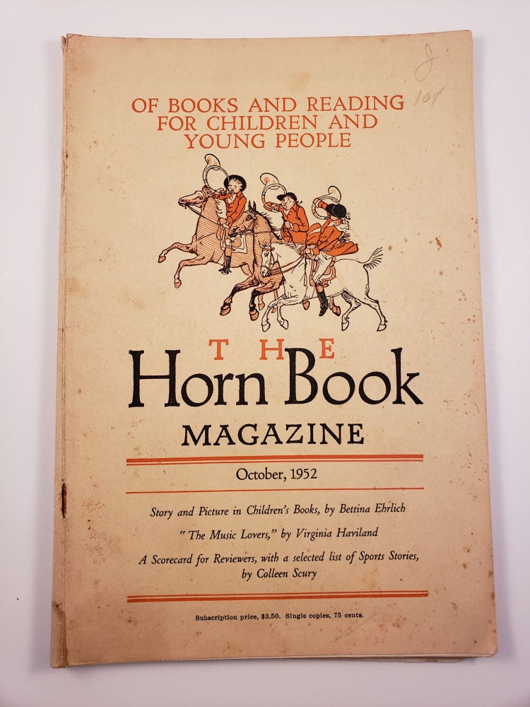 Item #25924 Horn Book Magazine. October 1952. Jennie Lindquist.