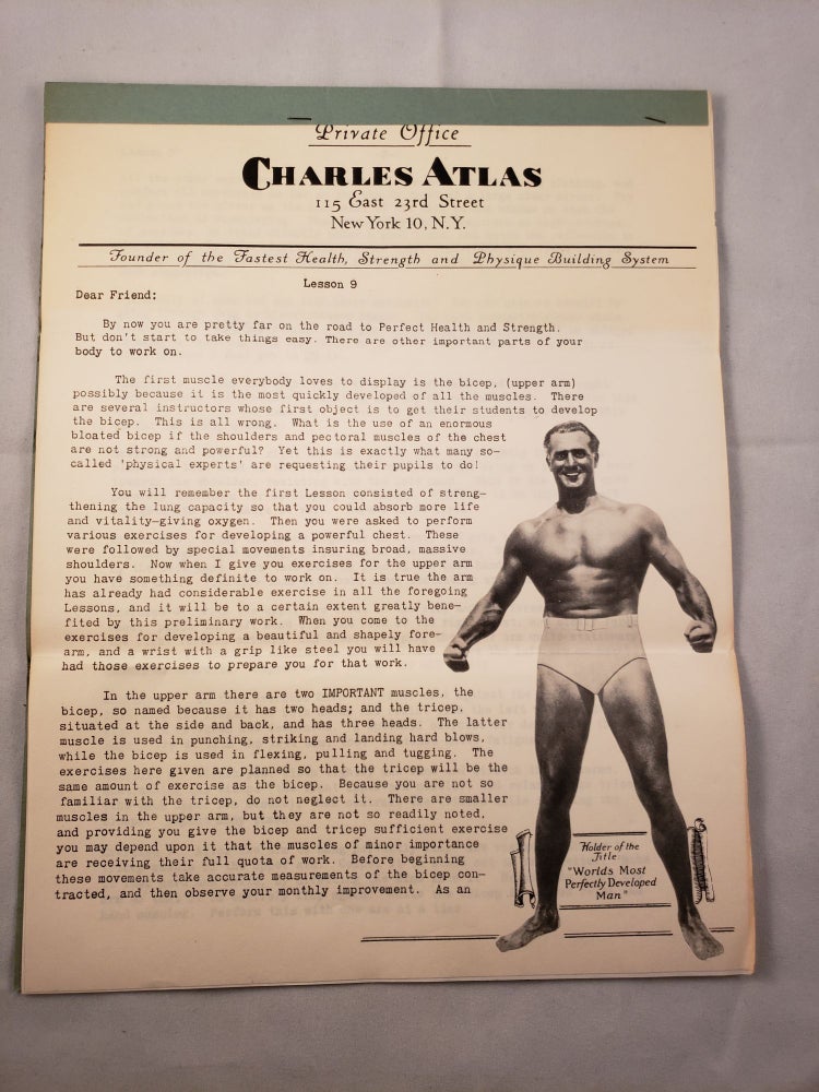 Item #26703 Health and Strength Course: Lesson 9 Exercises For Upper Arm. Charles Atlas.