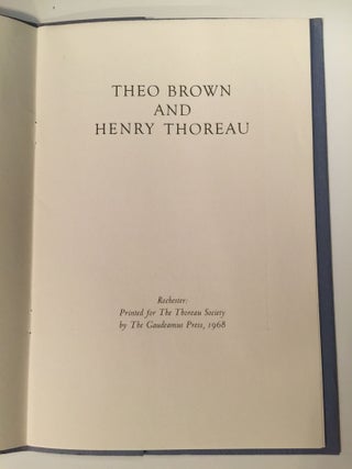 Item #27244 Theo Brown And Henry Thoreau. N/A