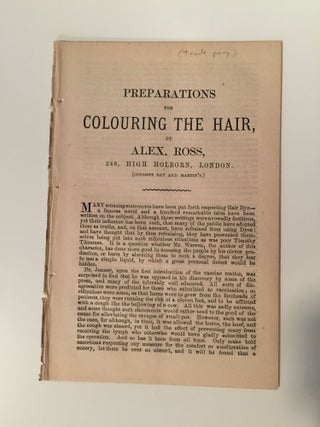 Item #27485 Preparations For Colouring The Hair. Alex Ross
