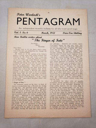 Item #27961 Peter Warlock's Pentagram. Volume 5 No. 6 March 1951. Peter Warlock