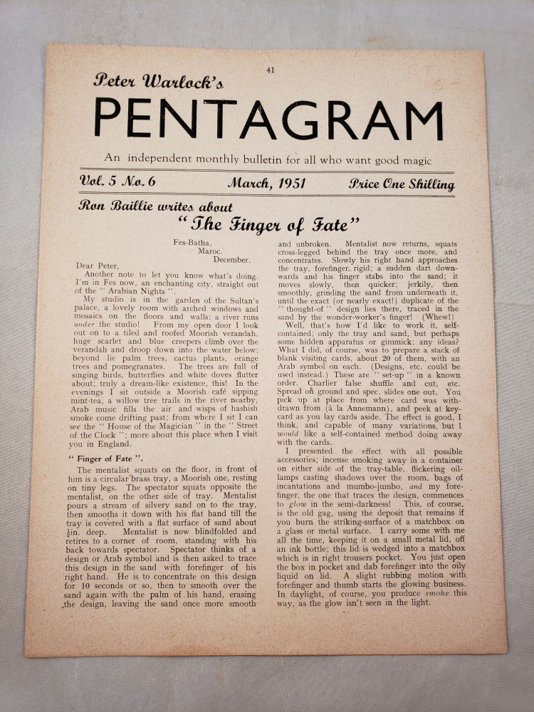 Item #27961 Peter Warlock's Pentagram. Volume 5 No. 6 March 1951. Peter Warlock.