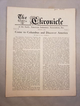 Item #27997 The Chronicle of the Early American Industries Association Volume IX Number 3...
