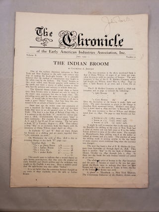 Item #27999 The Chronicle of the Early American Industries Association Volume X Number 2 June...