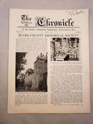 Item #28001 The Chronicle of the Early American Industries Association Volume XI Number 1 March...