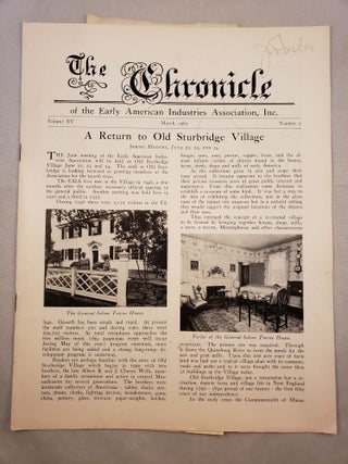 Item #28013 The Chronicle of the Early American Industries Association Volume XV Number 1 March...