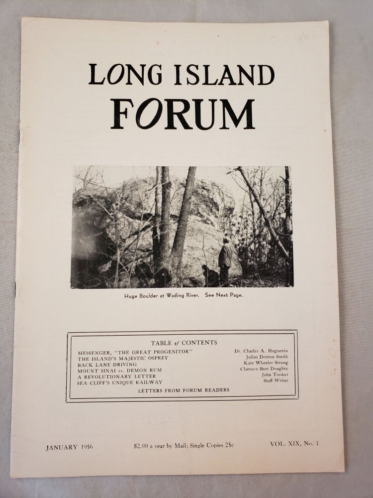 Item #28595 Long Island Forum Vol. XIX, No.1, January, 1956. Paul Bailey.