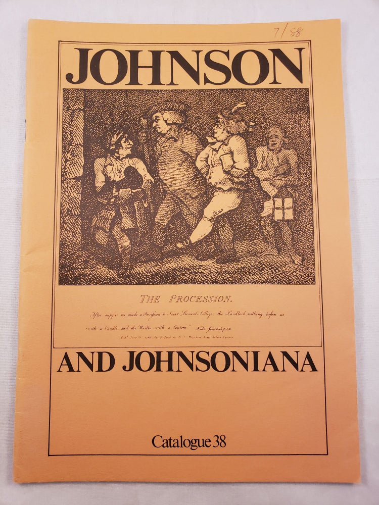 Item #28761 Catalogue 38 Johnson and Johnsoniana. J. Clarke-Hall Ltd.