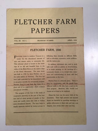 Item #29276 Fletcher Farm Papers Vol. III No I April, 1936. N/A