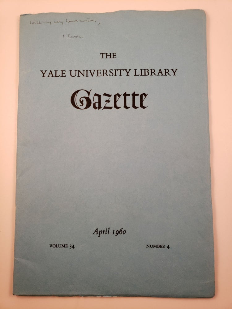 Item #29586 The Yale University Library Gazette April 1960 Volume 34 Number 4. Donald Gallup.