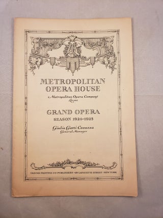 Item #30164 Metropolitan Opera House Grand Opera Season 1924 -1925 Program for Tannhauser....