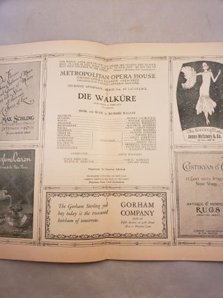 Metropolitan Opera House Grand Opera Season 1924 -1925 Program for DIE WALKURE