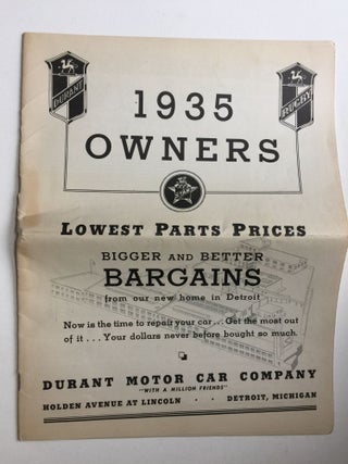 Item #30183 Durant Motor Car Company Parts Catalog. Durant Motor Car Company