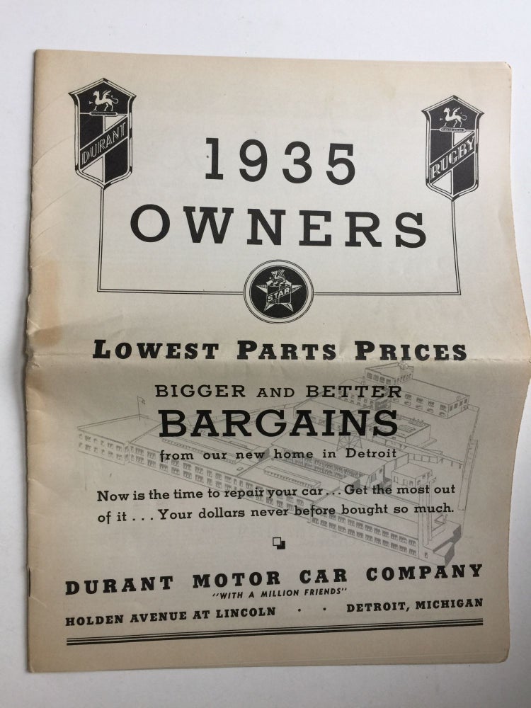 Item #30183 Durant Motor Car Company Parts Catalog. Durant Motor Car Company.