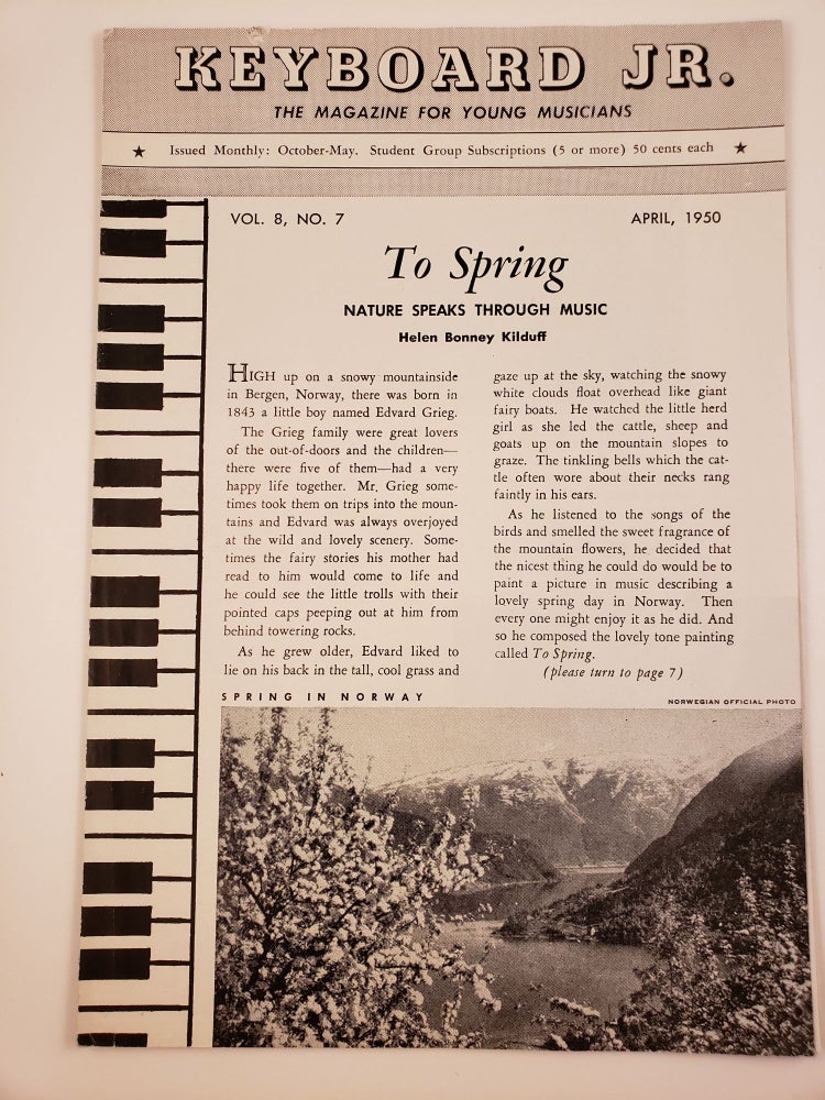 Item #30191 Keyboard Jr. The Magazine for Young Musicians, Volume 8, No. 7 April, 1950. Ian Mininberg.