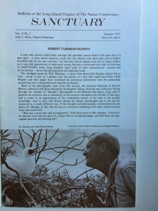 Sanctuary Robert Cushman Murphy 1887-1973 Bulletin of the Long Island Chapter of the Nature Conservancy Summer 1973