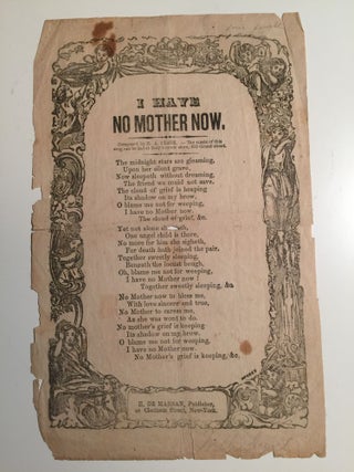 Item #31893 I Have No Mother Now (Broadside). H. A. composed by Clark