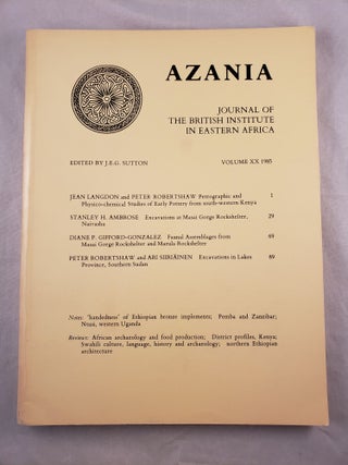 Item #33020 Azania, Journal of the British Institute in Eastern Africa, Volume XX: 1985. J. E. G....