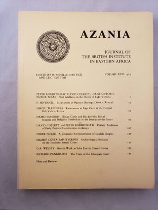Item #33044 Azania, Journal of the British Institute in Eastern Africa, Volume XVIII: 1983....
