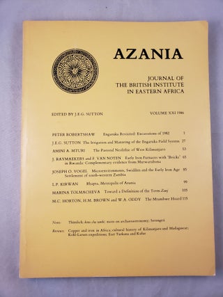 Item #33045 Azania, Journal of the British Institute in Eastern Africa, Volume XXI: 1986. J E. G....