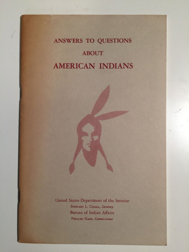 Item #35165 Answers To Questions About American Indians and Suggested Reading Lists. US Dept of the Interior.