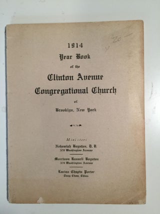 Item #35595 1914 Yearbook of the Clinton Avenue Congregational Church of Brooklyn. Clinton Avenue...