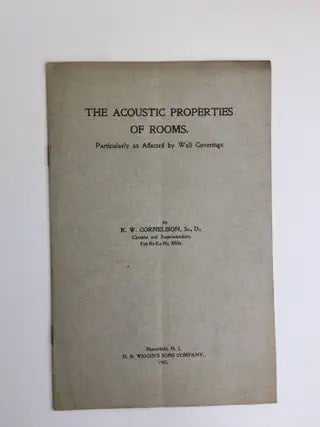 Item #40182 The Acoustic Properties of Rooms Particularly as Affected by Wallcoverings. R. W. Cornelison.