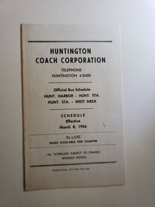 Item #41329 Official Bus Schedule Hunt Harbor- Hunt Sta- West Neck 1956. Huntington Coach...