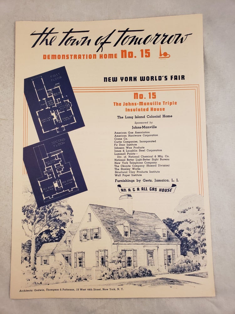 Item #43571 The Town Of Tomorrow Demonstration Home No. 15: The Johns-Manville Triple Insulated House, The Long Island Colonial Home. 1939 New York World’s Fair.