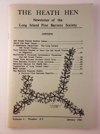 Item #45009 The Health Hen Newsletter of the Long Island Pine Barrens Society Volume 1, Number...