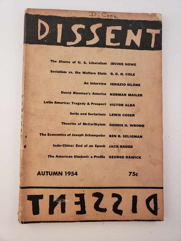 Item #45366 Dissent A Quarterly of Socialist Opinion Volume 1 Number 4 Autumn 1954. Travers et. al Clement.