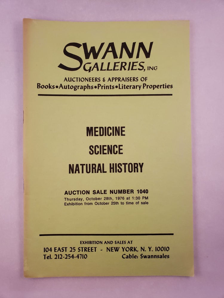 Item #45475 Medicine, Science, Natural History Auction Sale Number 1040, Thursday, October 28th, 1976. Swann Galleries.