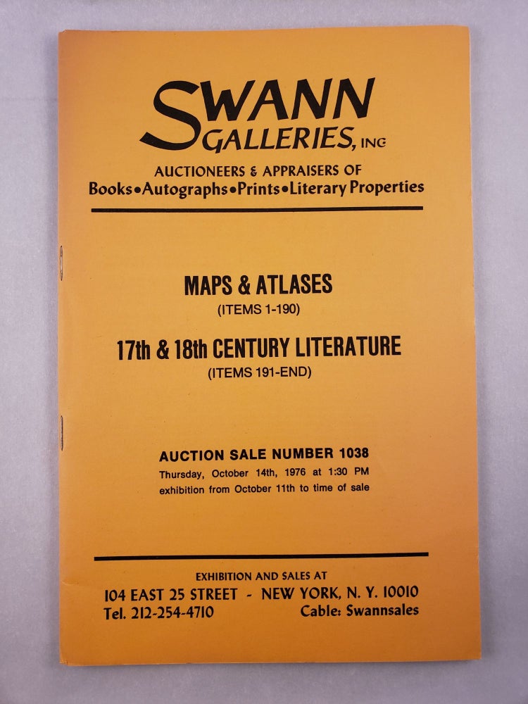 Item #45478 Maps & Atlases, 17th & 18th century Literature Auction Sale Number 1038, Thursday, October 14th, 1976. Swann Galleries.