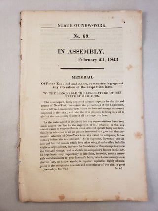Item #45563 State of New York No. 69. In Assembly, February 21, 1843. Memorial Of Peter Esquirol...