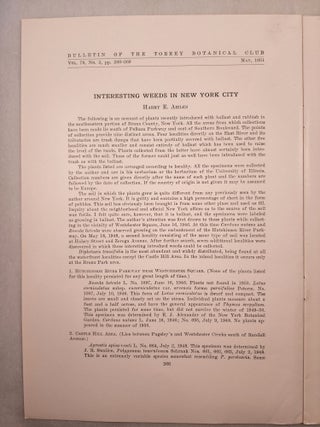 Item #45941 Interesting Weeds in New York City: Bulletin of the Torrey Botanical Club, Vol. 78,...