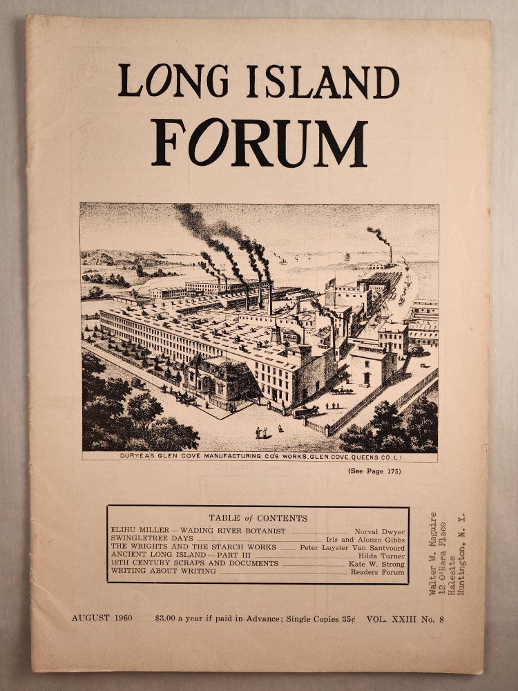 Item #46112 Long Island Forum Vol. XXIII, No. 8, August 1960. Paul publisher Bailey.