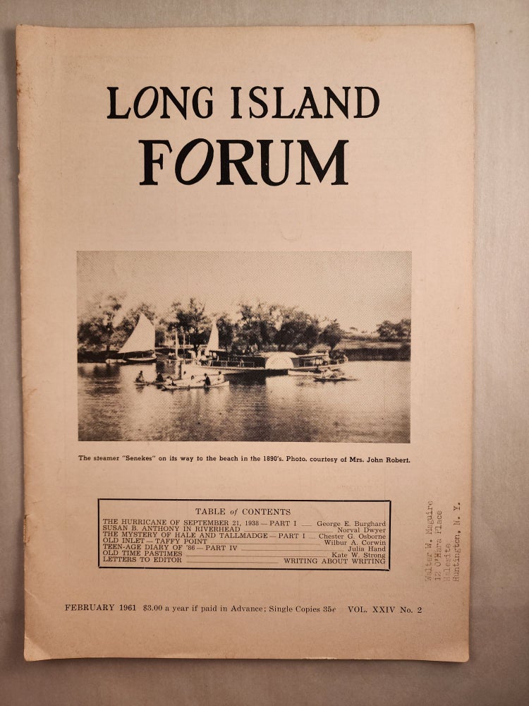 Item #46114 Long Island Forum Vol. XXIV, No. 2, February, 1961. Paul publisher Bailey.