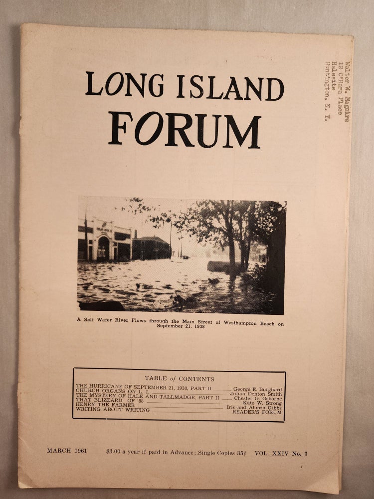 Item #46115 Long Island Forum Vol. XXIV, No. 3, March, 1961. Paul publisher Bailey.