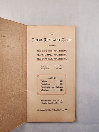 The Poor Richard Club: Composed of Men Who Buy Advertising, Men Who Make Advertising, Men Who Sell Advertising
