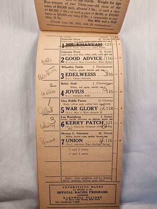 Queens County Jockey Club Official Programme Seventh Day Saturday, June 24, 1933