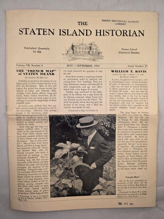 The Staten Island Historian Volume VII, Number 3 July-September, 1944 Serial Number 27