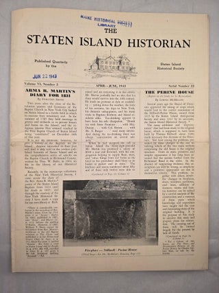 The Staten Island Historian Volume VI, Number 2 April-June, 1943 Serial Number 22